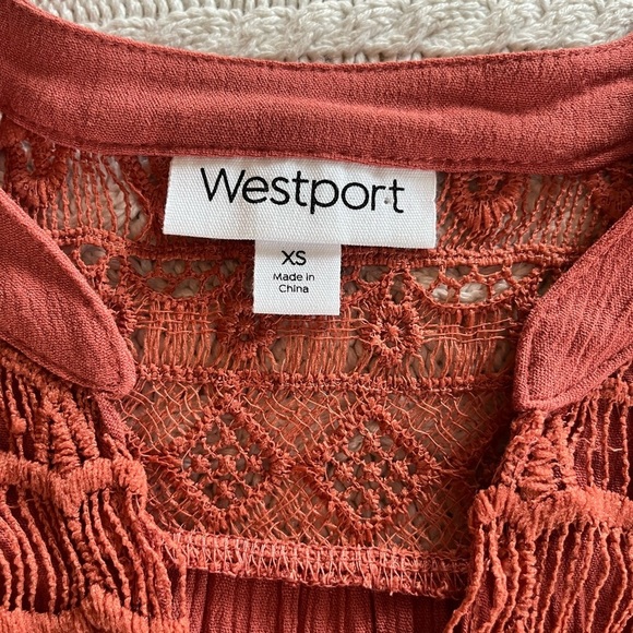 Westport Vibrant Spice Color 3/4 Sleeve Ruffle Rayon Blouse Women’s Size XS-M - Picture 13 of 13
